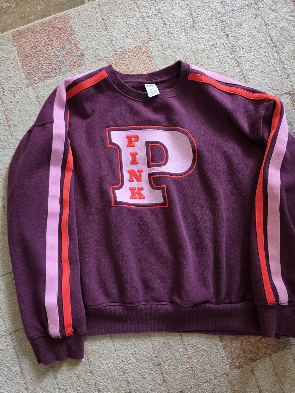 PINK Victoria's Secret Varsity Logo Sweatshirt Purple Size L